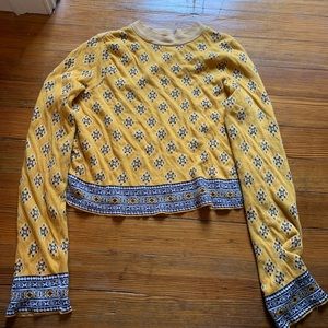 Free people yellow cropped sweater